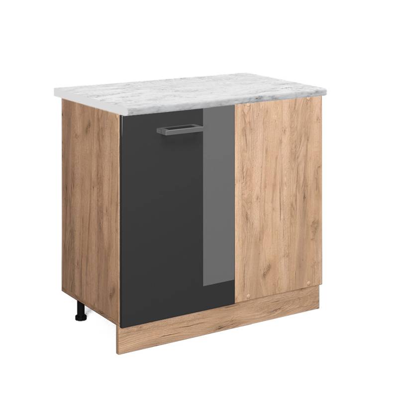 Vicco Eckunterschrank R-Line Anthrazit Hochglanz/Goldkraft Eiche 86 cm AP Marmor von Vicco