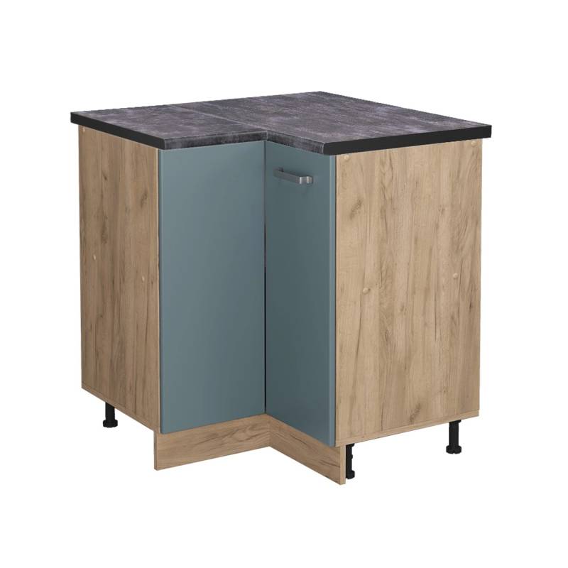 Vicco Eckunterschrank R-Line Blau-Grau/Goldkraft Eiche 76 cm AP Anthrazit von Vicco