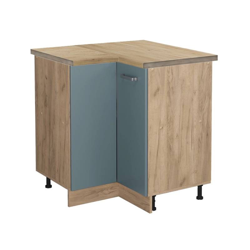 Vicco Eckunterschrank R-Line Blau-Grau/Goldkraft Eiche 76 cm AP Eiche von Vicco