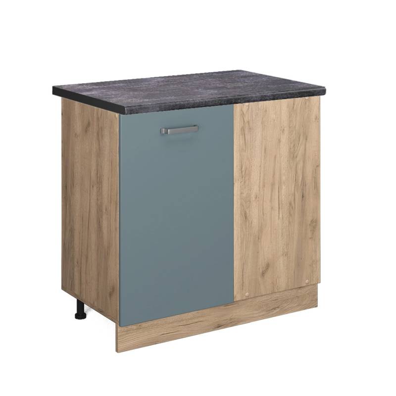 Vicco Eckunterschrank R-Line Blau-Grau/Goldkraft Eiche 86 cm AP Anthrazit von Vicco
