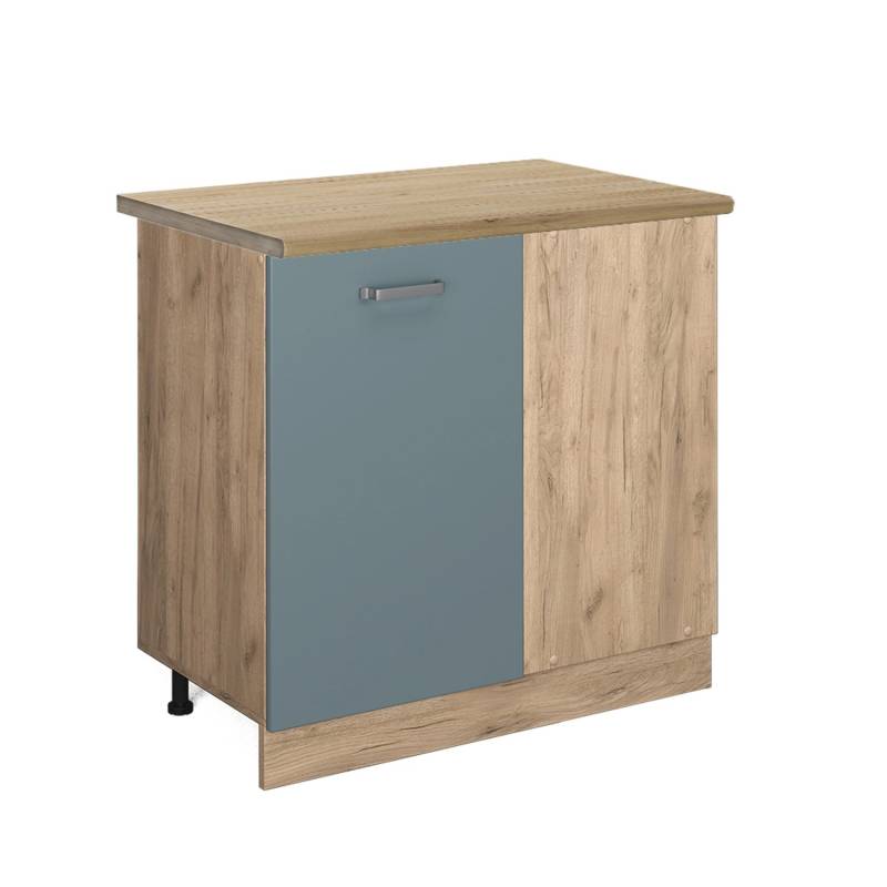 Vicco Eckunterschrank R-Line Blau-Grau/Goldkraft Eiche 86 cm AP Eiche von Vicco