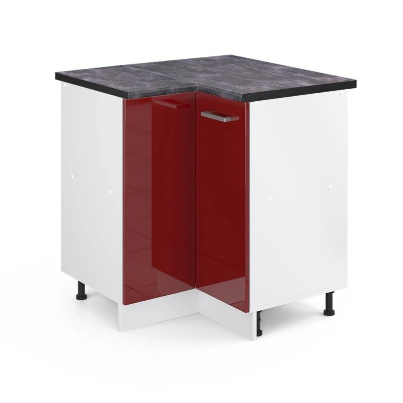 Vicco Eckunterschrank R-Line Bordeaux Hochglanz/Weiß 76 cm AP Anthrazit von Vicco