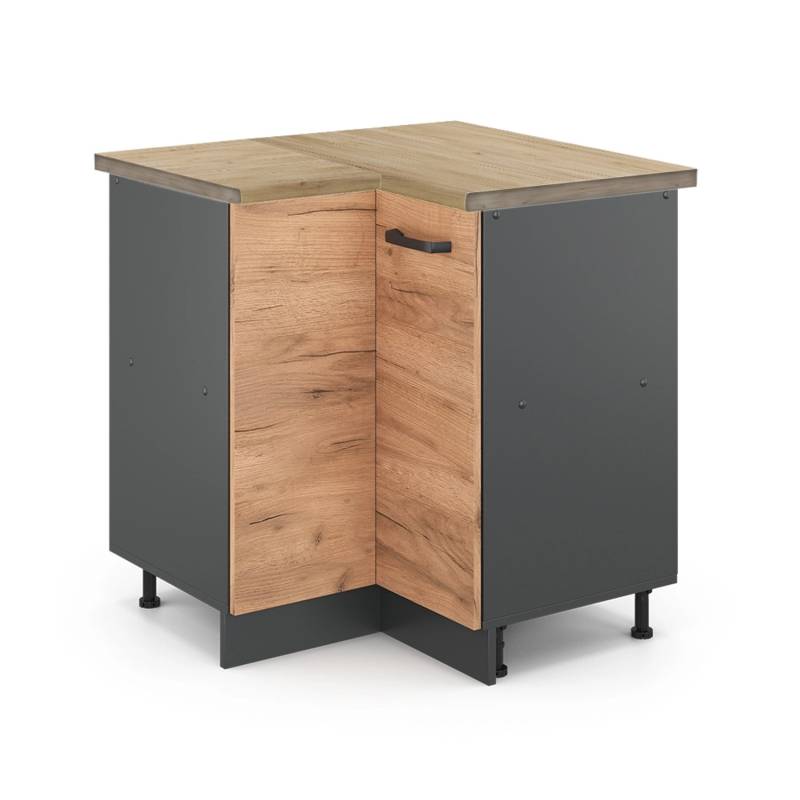 Vicco Eckunterschrank R-Line Goldkraft Eiche/Anthrazit 76 cm AP Eiche von Vicco