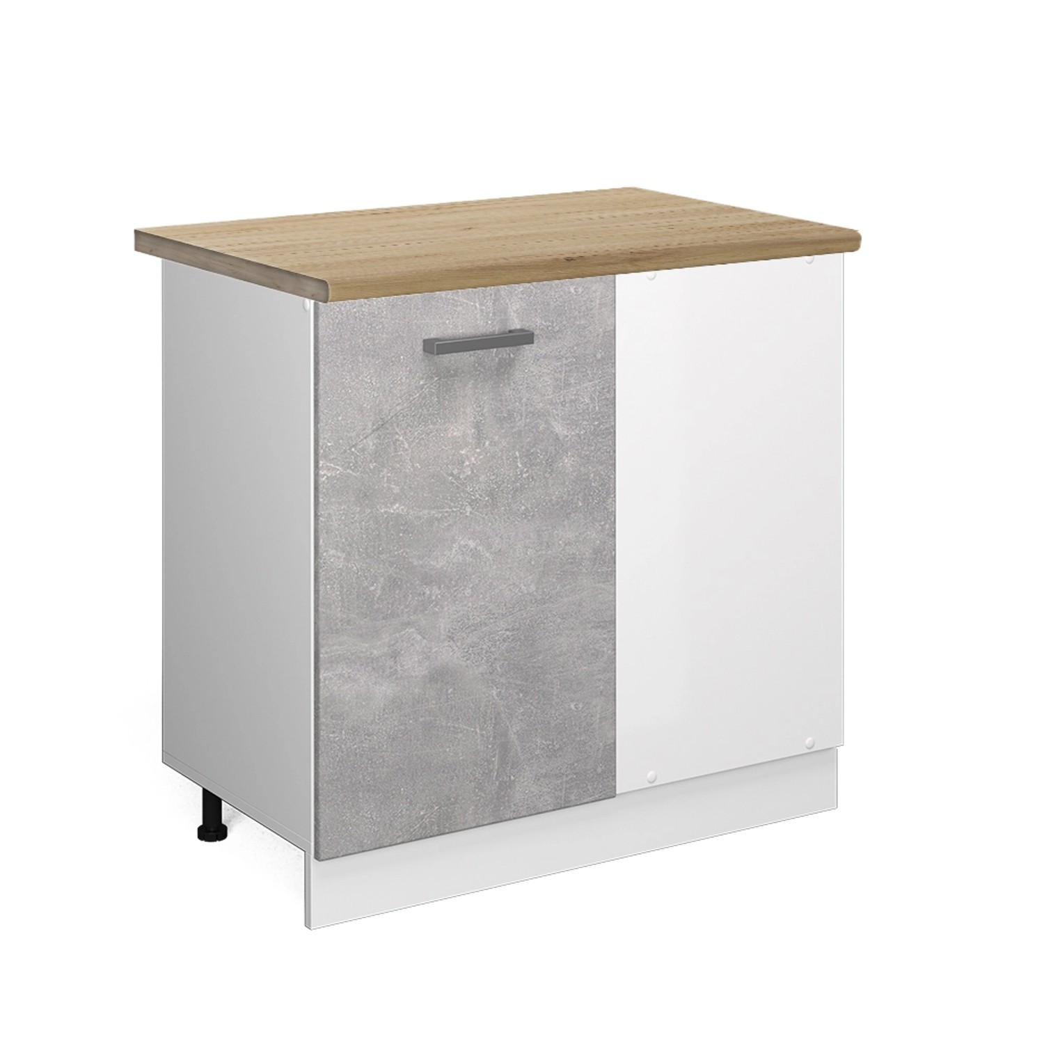 Vicco Eckunterschrank R-Line Küchen Eckschrank Beton/Weiß 86 cm AP Eiche von Vicco