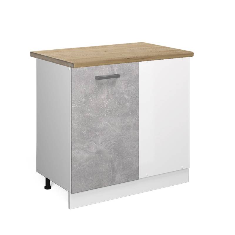 Vicco Eckunterschrank R-Line Küchen Eckschrank Beton/Weiß 86 cm AP Eiche von Vicco
