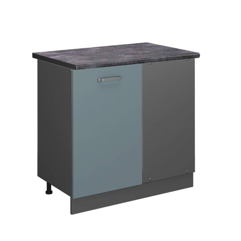 Vicco Eckunterschrank R-Line Küchen Eckschrank Blau-Grau/Anthrazit 86 cm AP Anthrazit von Vicco