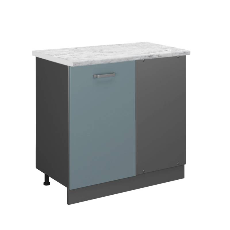 Vicco Eckunterschrank R-Line Küchen Eckschrank Blau-Grau/Anthrazit 86 cm AP Marmor von Vicco