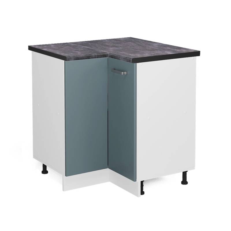Vicco Eckunterschrank R-Line Küchen Eckschrank Blau-Grau/Weiß 76 cm AP Anthrazit von Vicco