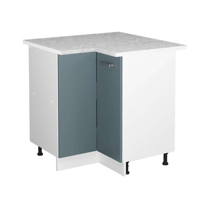Vicco Eckunterschrank R-Line Küchen Eckschrank Blau-Grau/Weiß 76 cm AP Marmor von Vicco