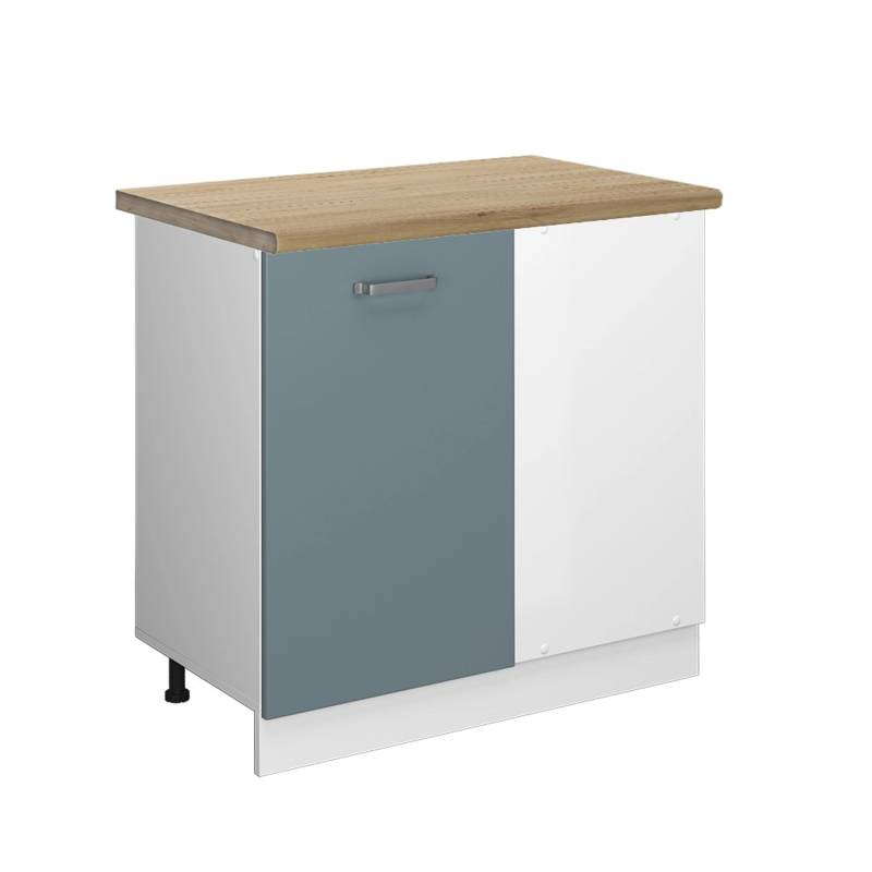 Vicco Eckunterschrank R-Line Küchen Eckschrank Blau-Grau/Weiß 86 cm AP Eiche von Vicco