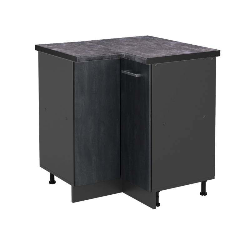 Vicco Eckunterschrank R-Line Schwarz Beton/Anthrazit 76 cm AP Anthrazit von Vicco