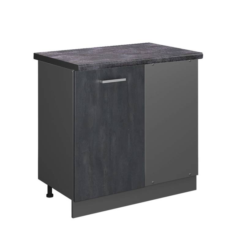 Vicco Eckunterschrank R-Line Schwarz Beton/Anthrazit 86 cm AP Anthrazit von Vicco