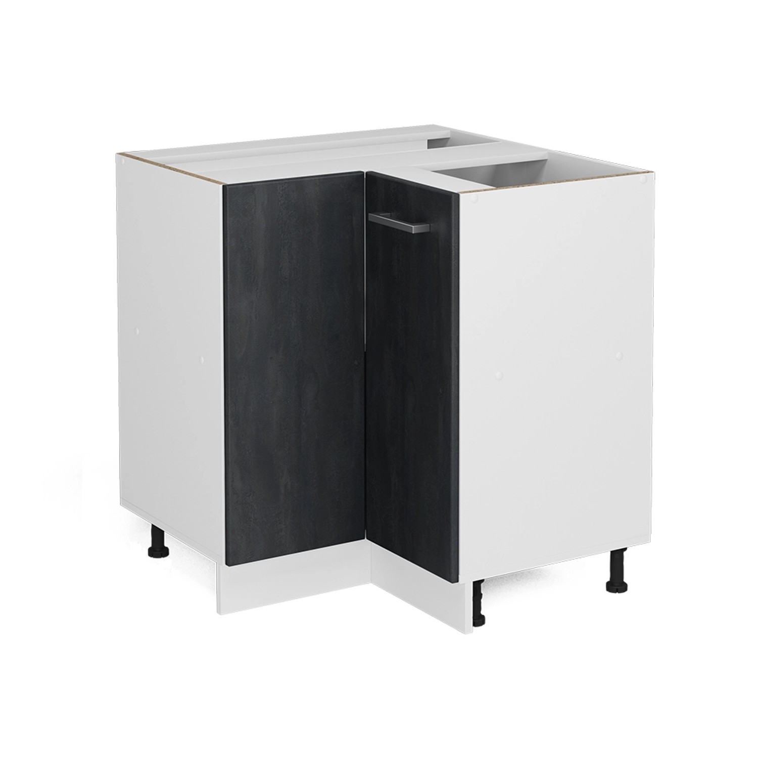 Vicco Eckunterschrank R-Line Schwarz Beton/Weiß 76 cm ohne Arbeitsplatte von Vicco
