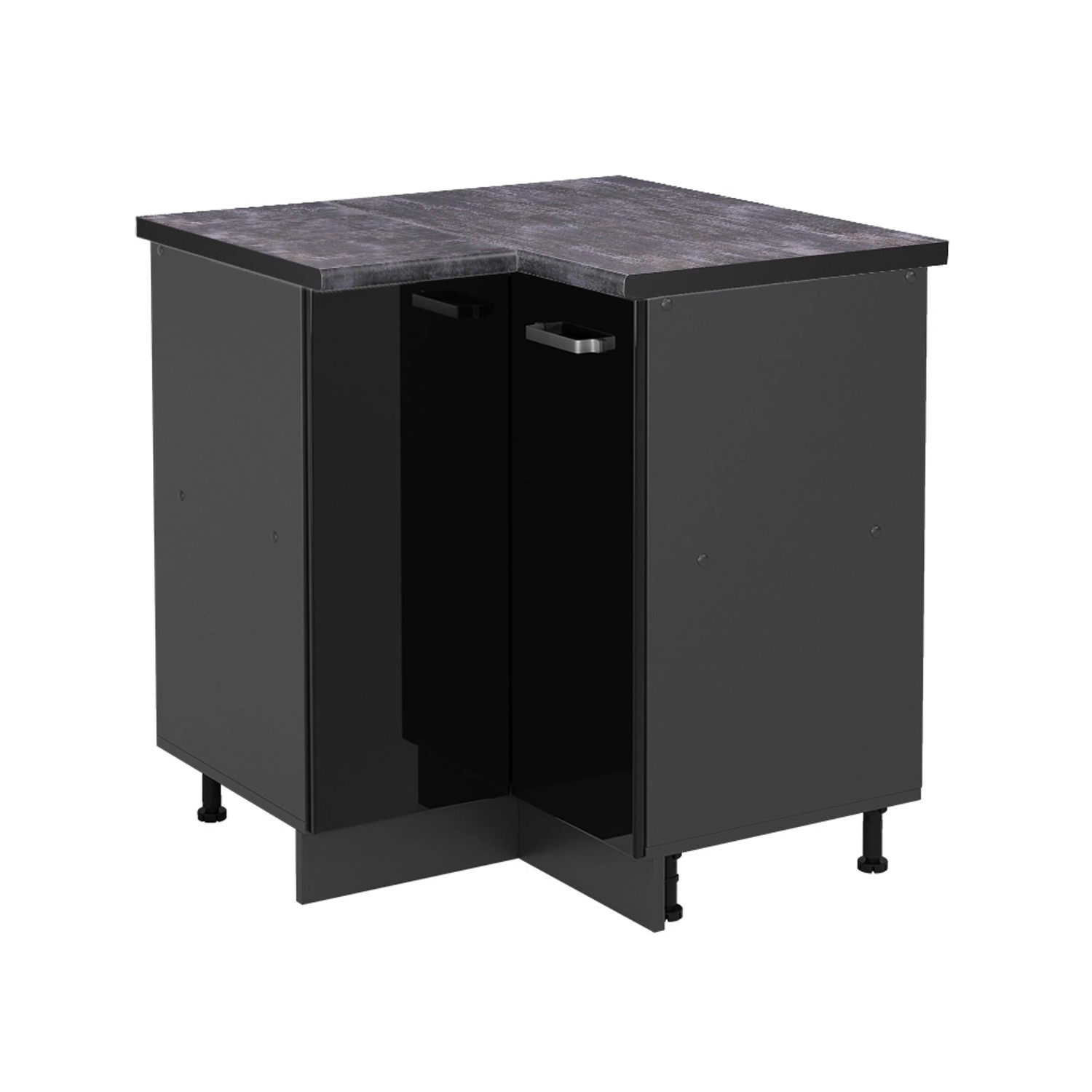 Vicco Eckunterschrank R-Line Schwarz Hochglanz/Anthrazit 76 cm AP Anthrazit von Vicco