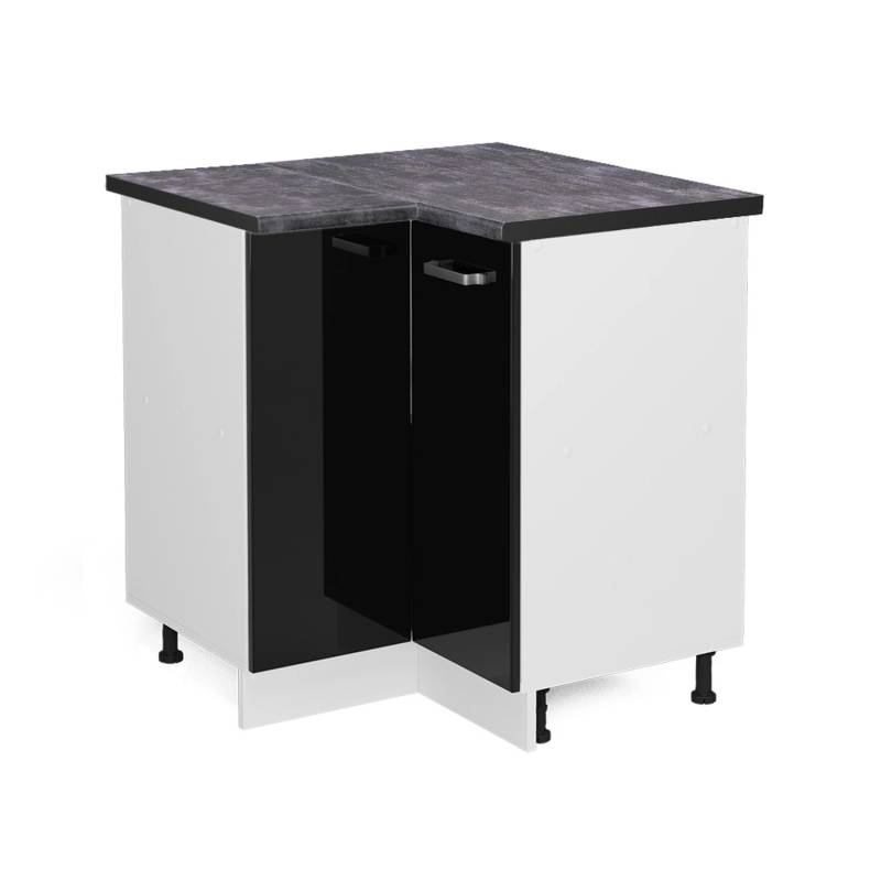 Vicco Eckunterschrank R-Line Schwarz Hochglanz/Weiß 76 cm AP Anthrazit Vicco Eckunterschrank R-Line Schwarz Hochglanz/Weiß 76 cm AP Anthrazit von Vicco
