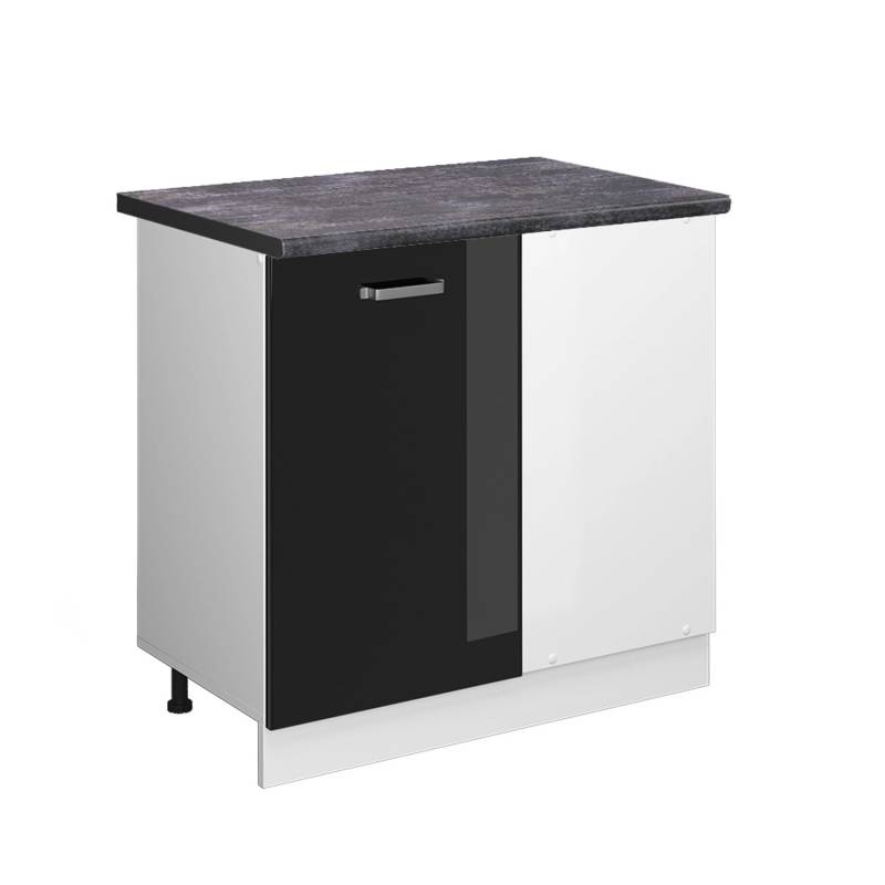 Vicco Eckunterschrank R-Line Schwarz Hochglanz/Weiß 86 cm AP Anthrazit von Vicco