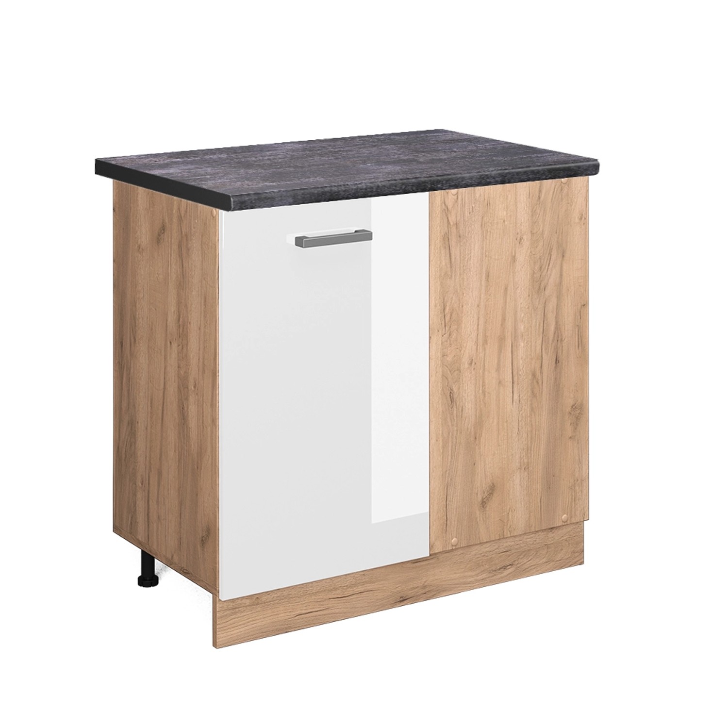 Vicco Eckunterschrank R-Line Weiß Hochglanz/Goldkraft Eiche 86 cm AP Anthrazit von Vicco