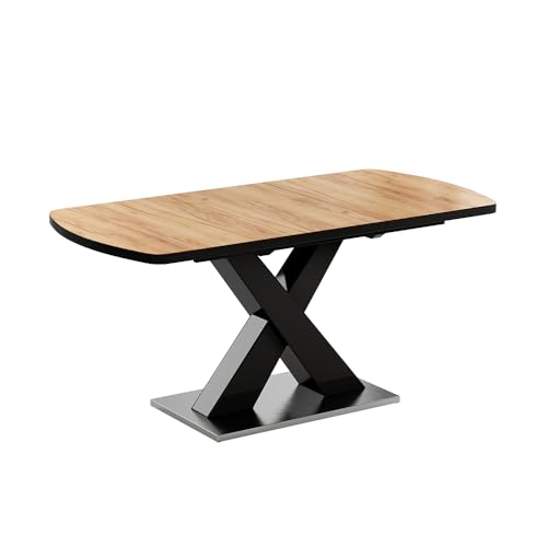 Vicco Esstisch Chinto, Schwarz/Eiche rustikal, 120 x 80 cm ausziehbar von Vicco