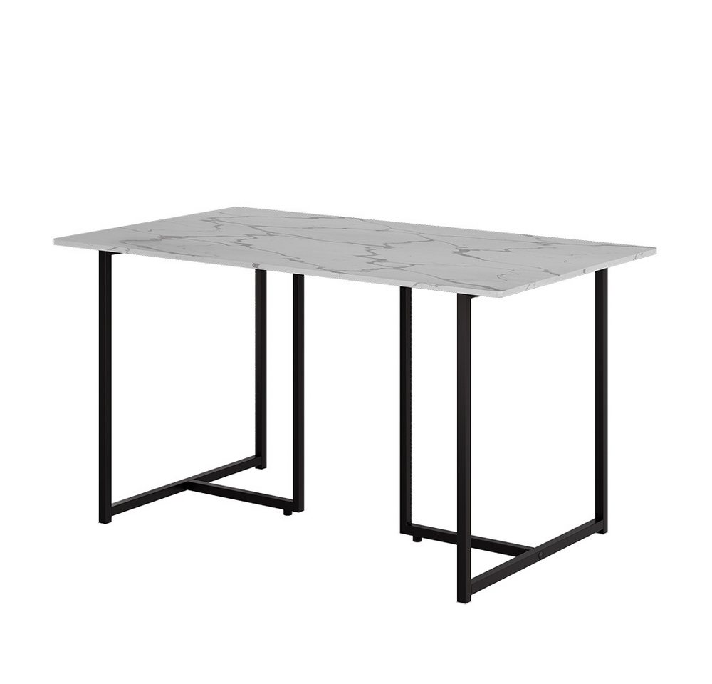 Vicco Esstisch Merido, Schwarz/Marmor-Weiß, 140 x 80 cm von Vicco