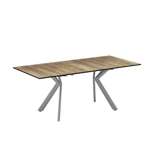 Vicco Esstisch Trill, ausziehbarer Esszimmertisch, Eiche rustikal/Grau, 140 x 90 cm ausziehbar von Vicco
