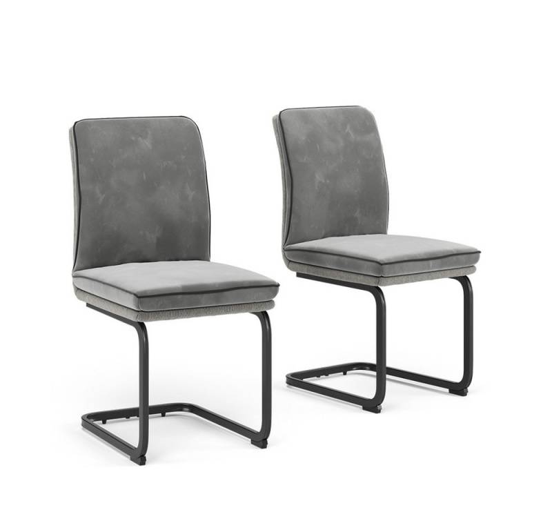 Vicco Esszimmerstuhl Eleganza, Grau, 2er Set von Vicco