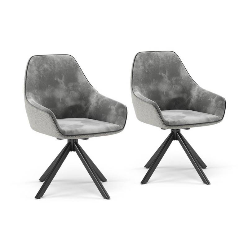 Vicco Esszimmerstuhl Eleganza, Grau, 2er Set von Vicco