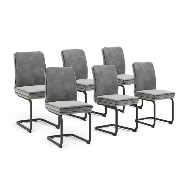 Vicco Esszimmerstuhl Eleganza, Grau, 6er Set von Vicco