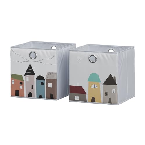 Vicco Faltbox, Regalbox für Kinder, Grau, 30 x 30 cm (Motiv Stadt) von Vicco