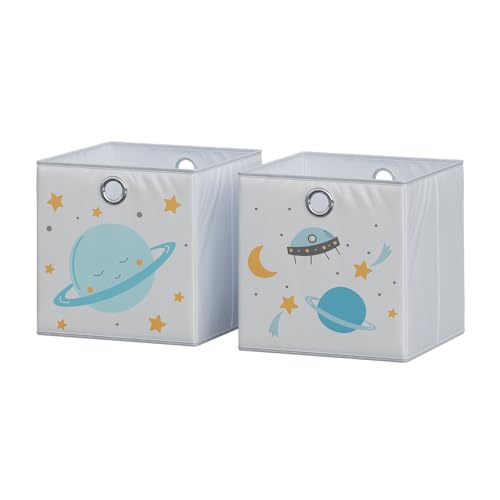 Vicco Faltbox, Regalbox für Kinder, Grau, 30 x 30 cm (Motiv Weltall) von Vicco