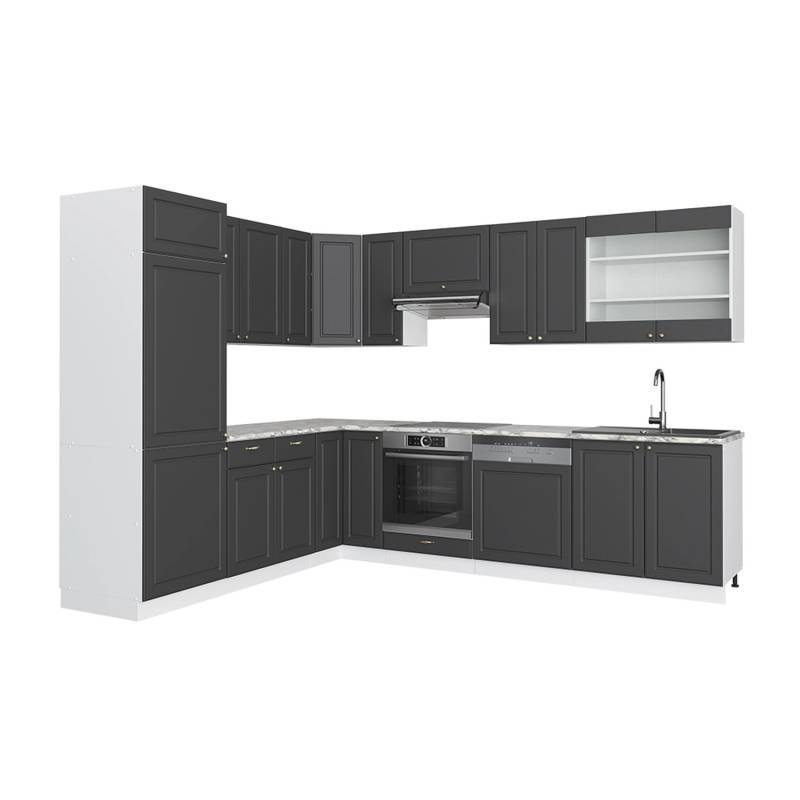 Vicco Fame-Line Eckküche Anthrazit-Gold/Weiß 227 x 287 cm AP Marmor von Vicco