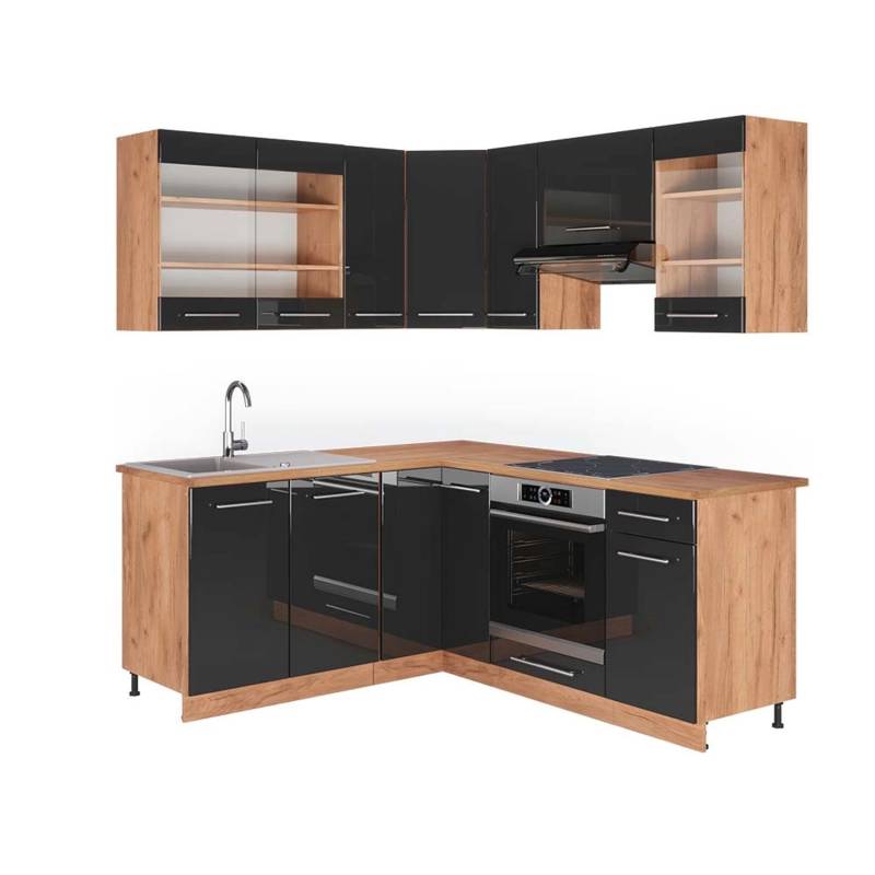 Vicco Fame-Line Eckküche Anthrazit Hochglanz/Goldkraft Eiche 160 x 190 cm AP Eiche von Vicco
