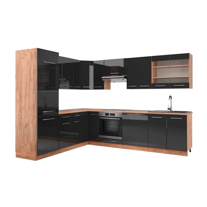 Vicco Fame-Line Eckküche Anthrazit Hochglanz/Goldkraft Eiche 227 x 287 cm AP Eiche von Vicco