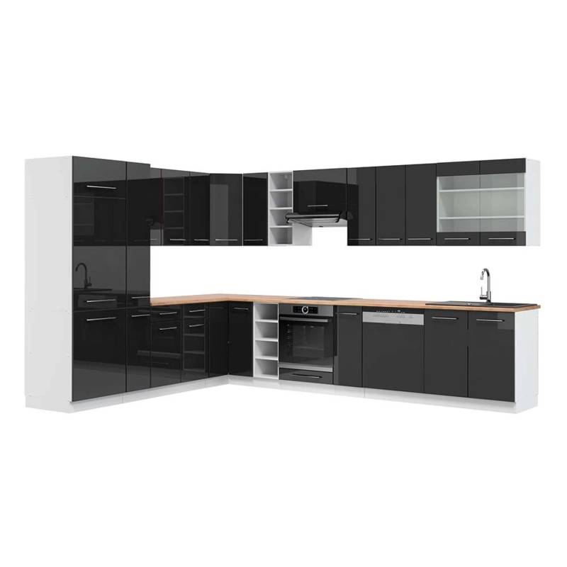 Vicco Fame-Line Eckküche Anthrazit Hochglanz/Weiß 347 x 257 cm AP Eiche von Vicco