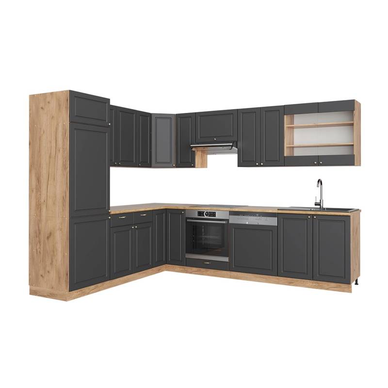 Vicco Fame-Line Eckküche Anthrazit Landhaus/Goldkraft Eiche 227 x 60 cm ohne Arbeitsplatte von Vicco
