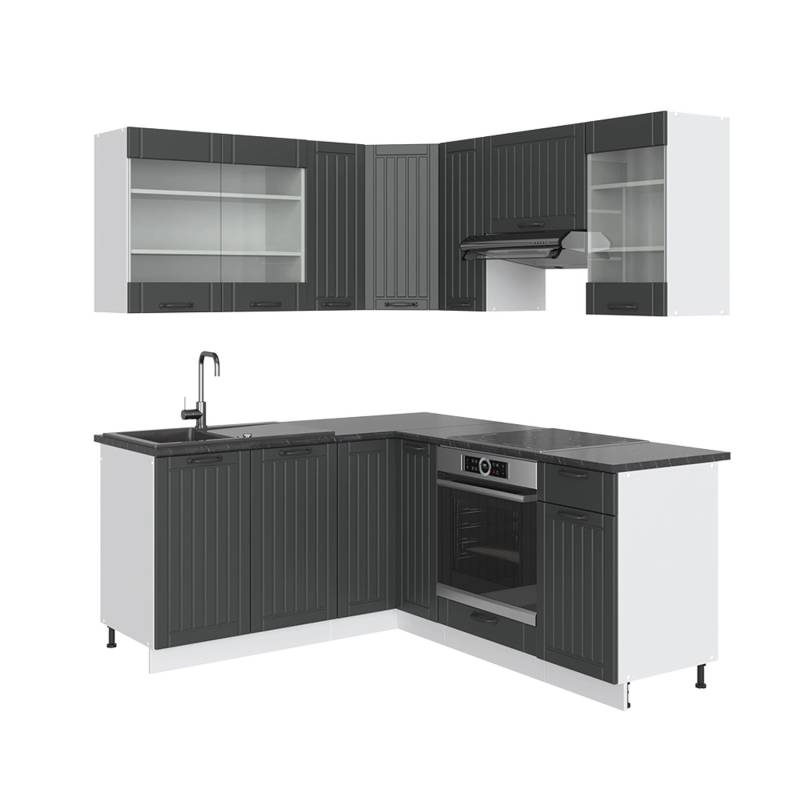 Vicco Fame-Line Eckküche Anthrazit Landhaus/Weiß 160 x 190 cm AP Anthrazit von Vicco