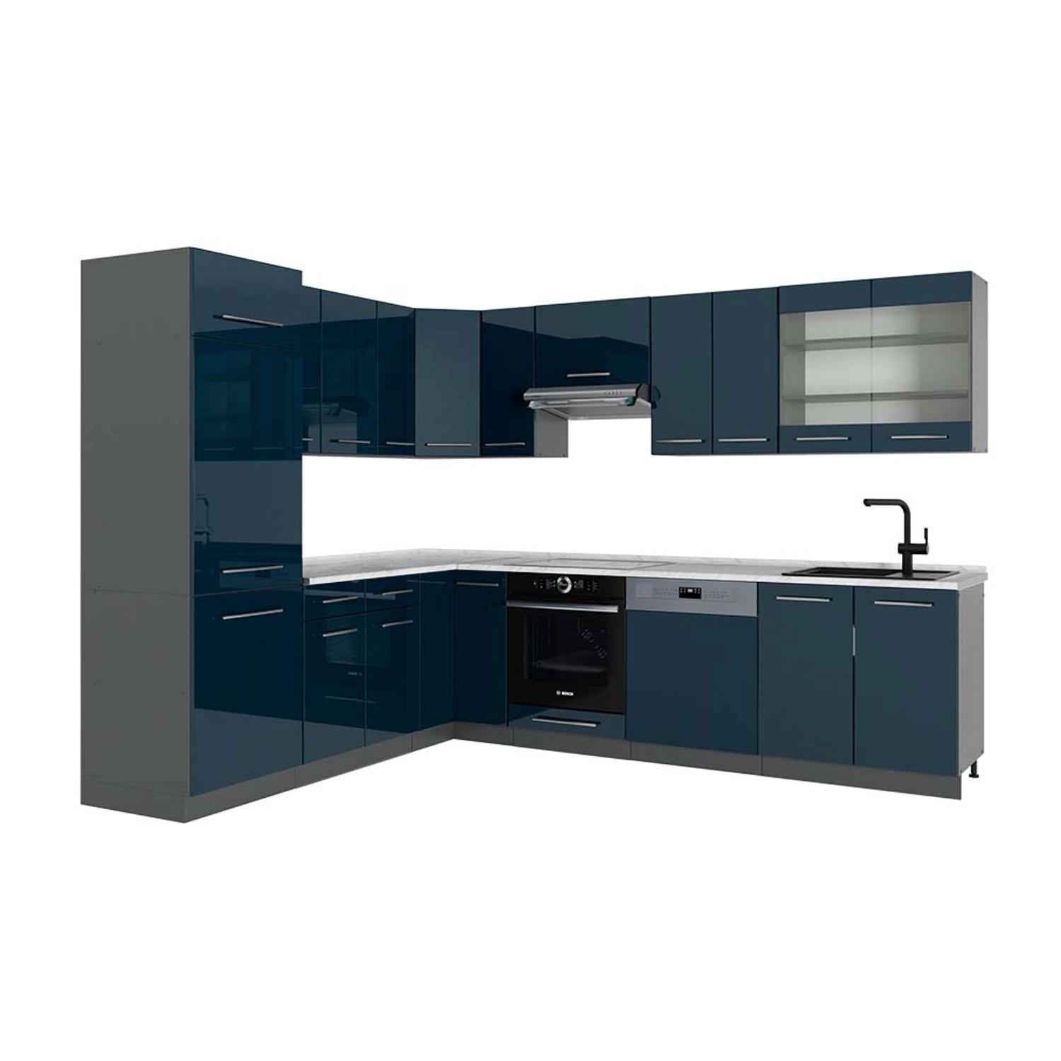 Vicco Fame-Line Eckküche Dunkelblau Hochglanz/Anthrazit 227 x 287 cm AP Marmor Vicco Fame-Line Eckküche Dunkelblau Hochglanz/Anthrazit 227 x 287 cm AP Marmor von Vicco