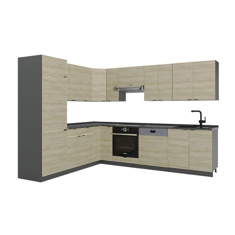 Vicco Fame-Line Eckküche Eiche Paneel/Anthrazit 227 x 287 cm AP Anthrazit von Vicco