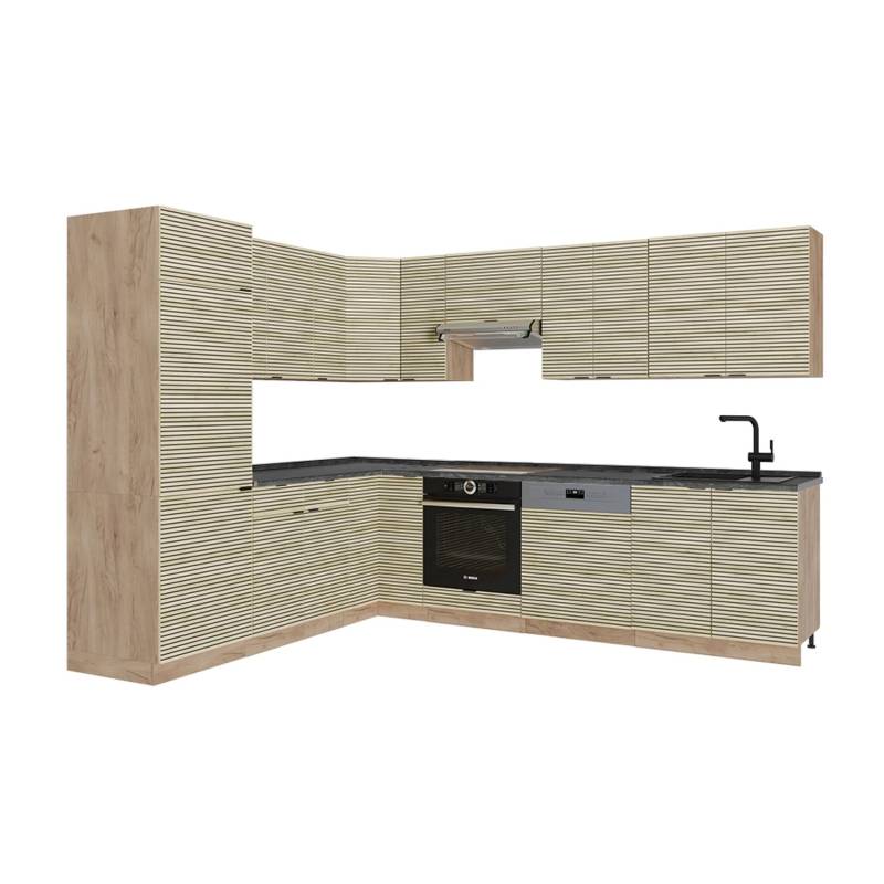 Vicco Fame-Line Eckküche Eiche Paneel/Goldkraft Eiche 227 x 287 cm AP Anthrazit von Vicco