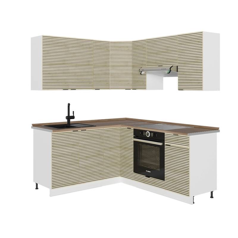 Vicco Fame-Line Eckküche Eiche Paneel/Weiß 160 x 190 cm AP Eiche von Vicco
