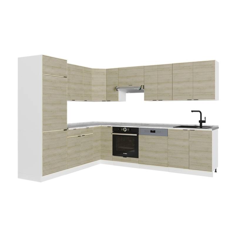 Vicco Fame-Line Eckküche Eiche Paneel/Weiß 227 x 60 cm ohne Arbeitsplatte von Vicco