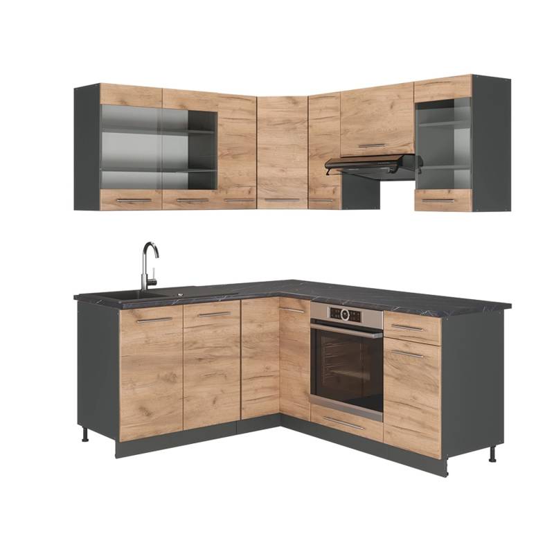 Vicco Fame-Line Eckküche Goldkraft Eiche/Anthrazit 160 x 60 cm ohne Arbeitsplatte von Vicco