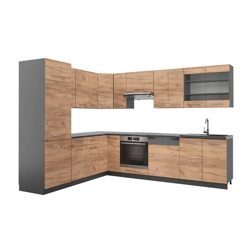 Vicco Fame-Line Eckküche Goldkraft Eiche/Anthrazit 227 x 287 cm AP Anthrazit von Vicco