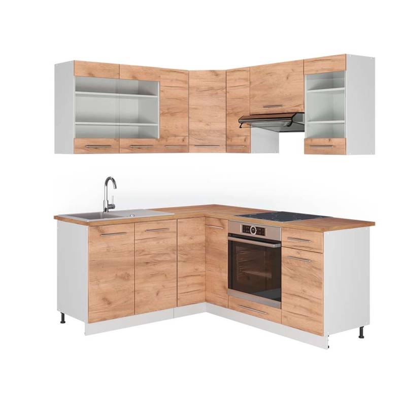 Vicco Fame-Line Eckküche Goldkraft Eiche/Weiß 160 x 190 cm AP Eiche von Vicco