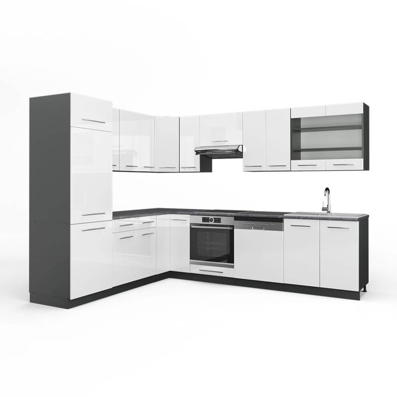 Vicco Fame-Line Eckküche Weiß Hochglanz/Anthrazit 227 x 287 cm AP Anthrazit von Vicco