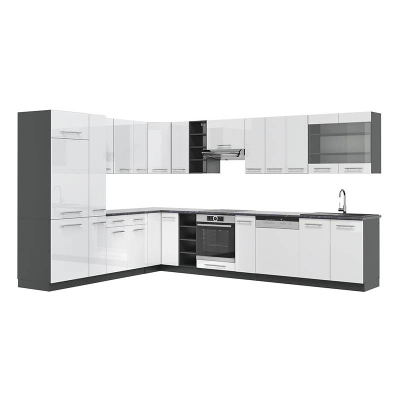 Vicco Fame-Line Eckküche Weiß Hochglanz/Anthrazit 347 x 257 cm AP Anthrazit von Vicco