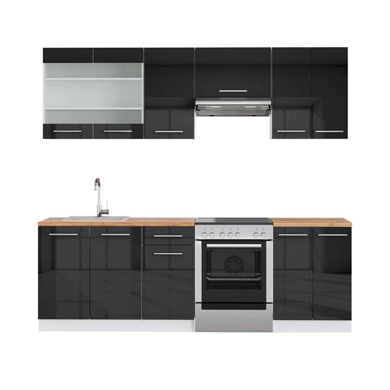 Vicco Fame-Line Küchenschränke Anthrazit Hochglanz/Weiß 240 cm AP Eiche von Vicco