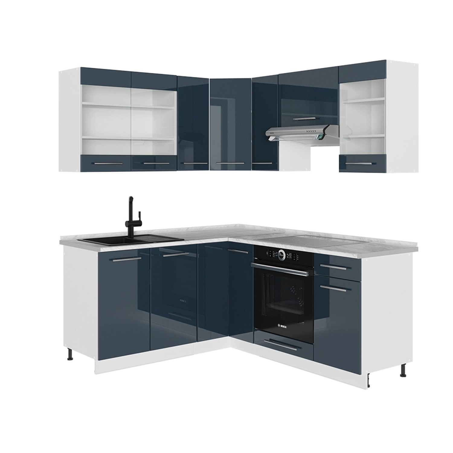 Vicco Fame-Line Küchenschränke Dunkelblau Hochglanz/Weiß 160 x 60 cm ohne Arbeitsplatte Vicco Fame-Line Küchenschränke Dunkelblau Hochglanz/Weiß 160 x 60 cm ohne Arbeitsplatte von Vicco
