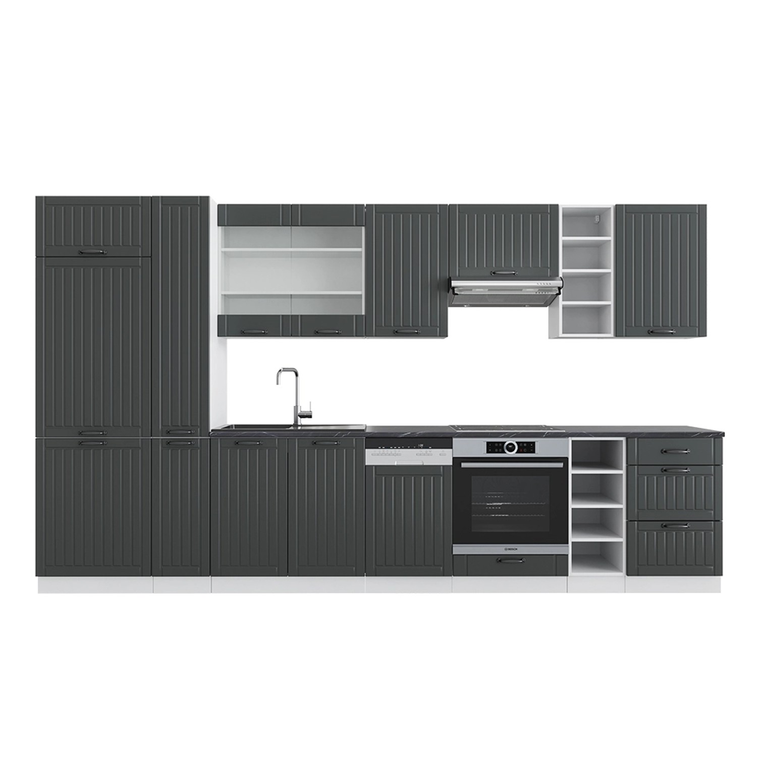 Vicco Fame-Line Küchenzeile Anthrazit Landhaus/Weiß 355 cm AP Anthrazit Vicco Fame-Line Küchenzeile Anthrazit Landhaus/Weiß 355 cm AP Anthrazit von Vicco