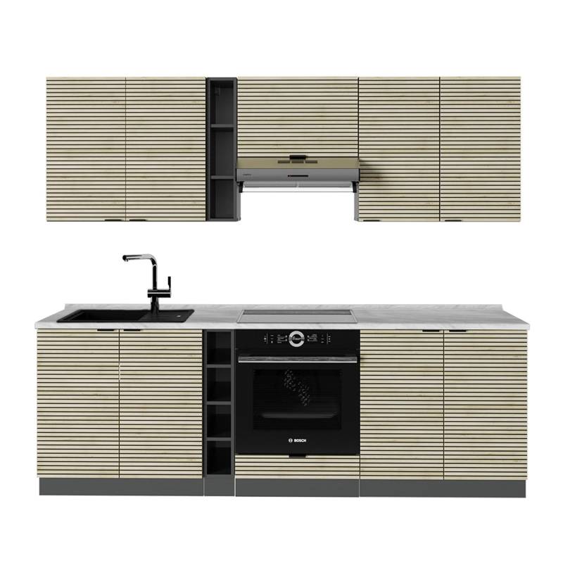 Vicco Fame-Line Küchenzeile Eiche Paneel/Anthrazit 235 cm AP Marmor von Vicco