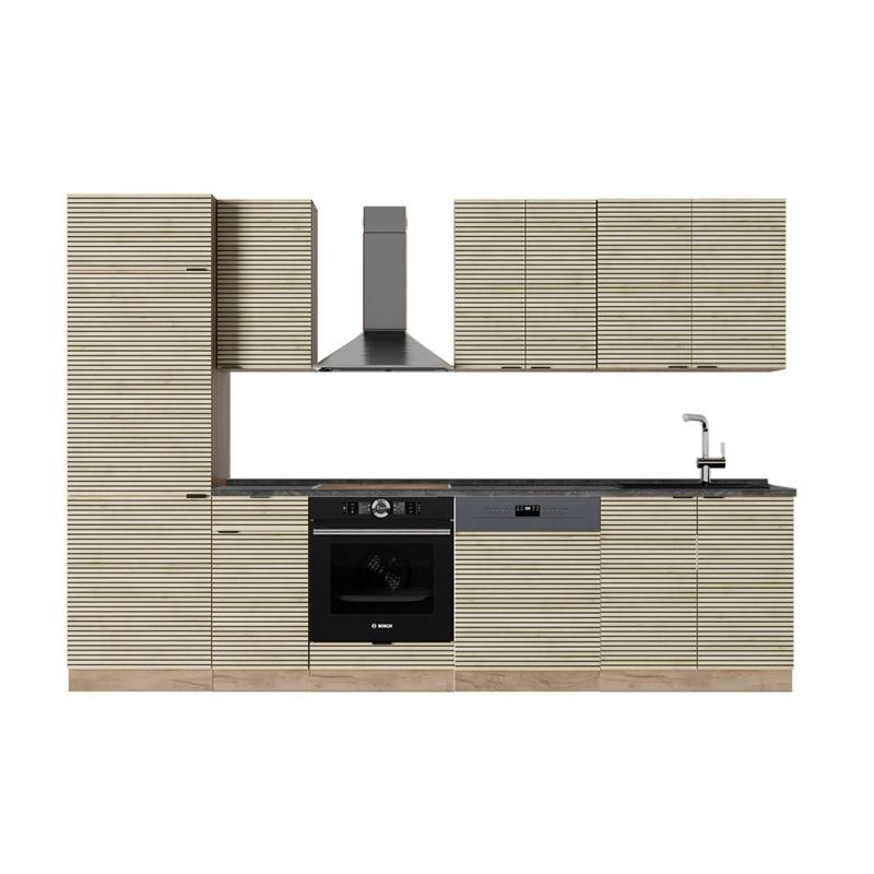 Vicco Fame-Line Küchenzeile Eiche Paneel/Goldkraft Eiche 300 cm AP Anthrazit von Vicco